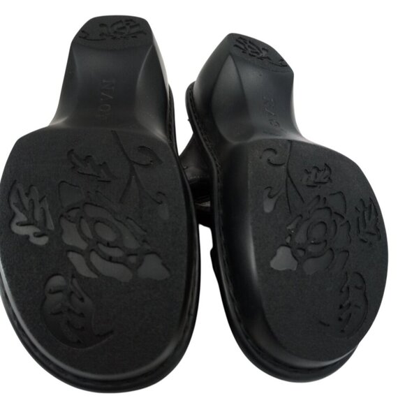 Naot Black Leather Wedge Beaded Sandals Size 36 US 6 Comfort Rhinestone - Picture 7 of 12